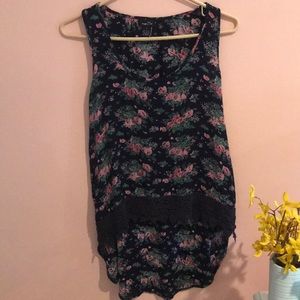 Floral Low-High Tank Top
